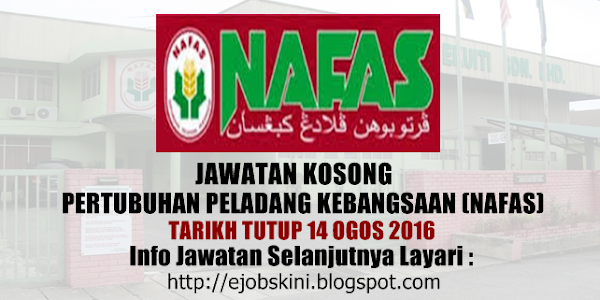 Jawatan Kosong Pertubuhan Peladang Kebangsaan (Nafas) - 14 Ogos 2016