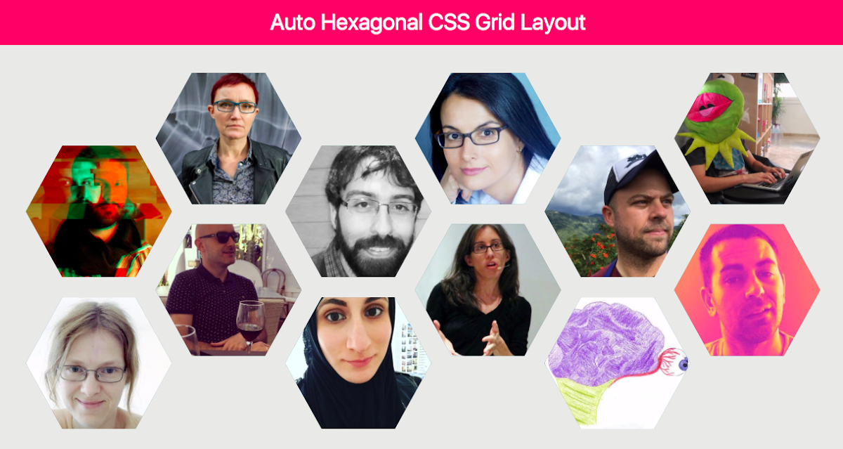 Auto Hexagonal CSS Grid Layout & CSS custom properties