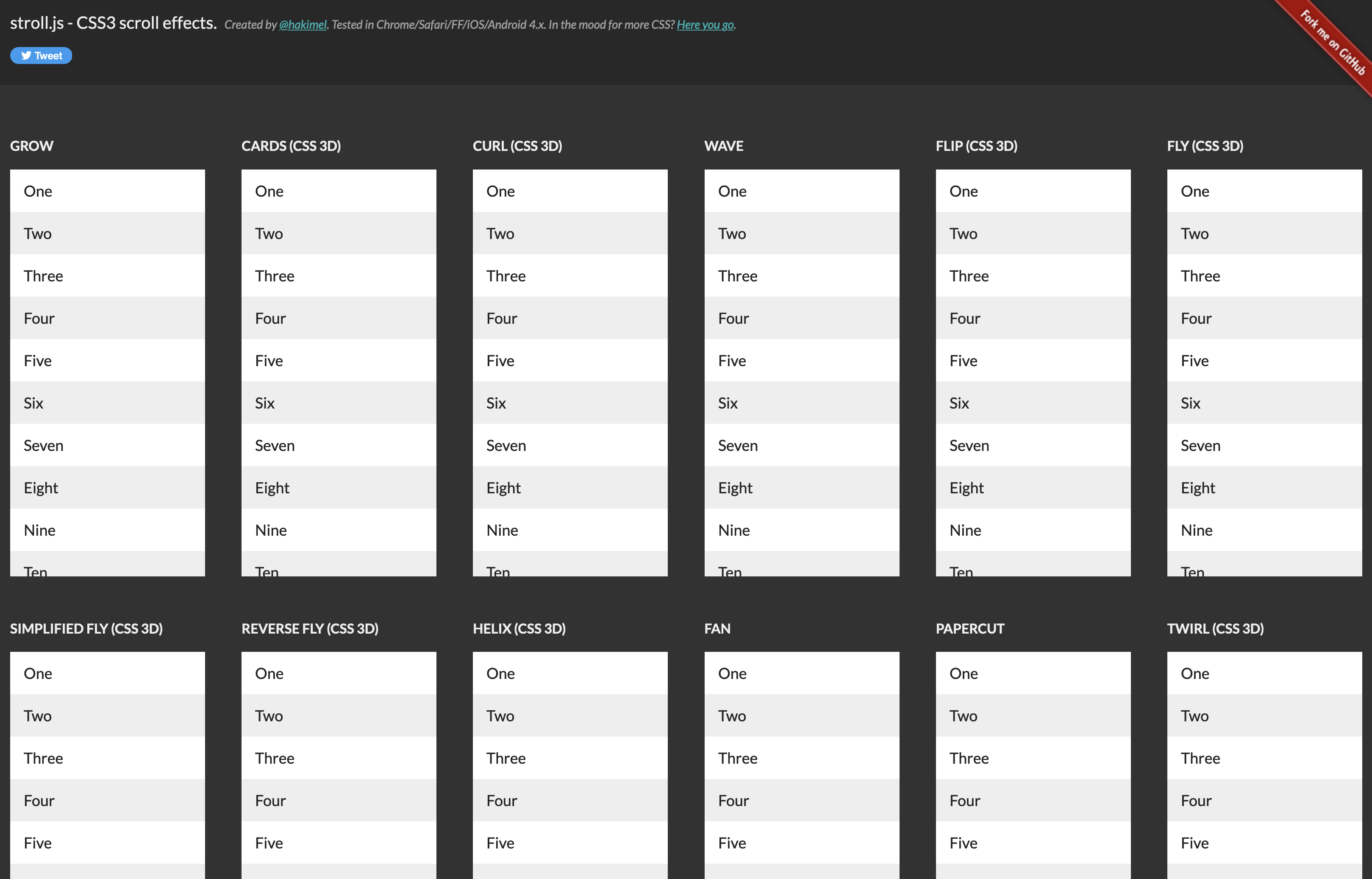 CSS3 List Scrolling Styles