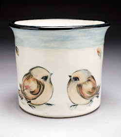 porcelain utensil jar with birds