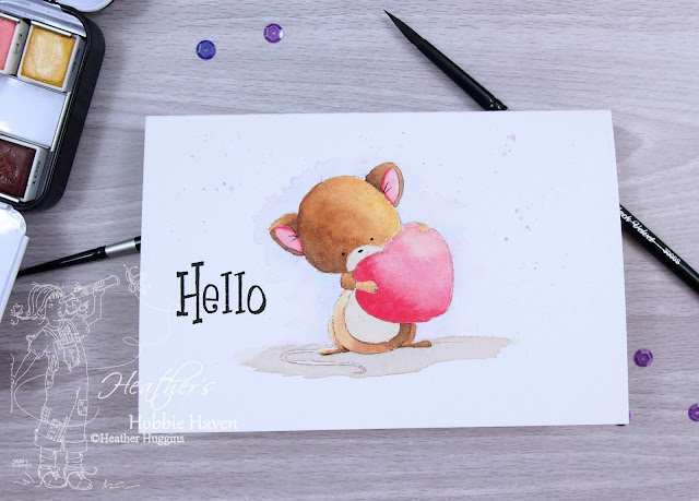 Heather's Hobbie Haven - Mouse with Heart - Water Coloring