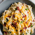 Loaded cauli mash for dinner loaded with bacon and cheese , keto friendly 