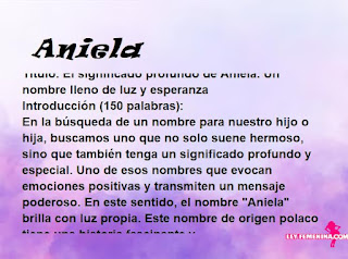 significado del nombre Aniela