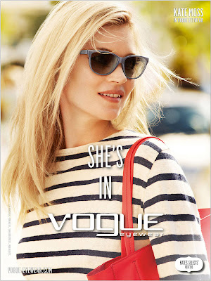 Beautiful supermodel Kate Moss Spring-Summer 2012 ad campaign Vogue Eyewear