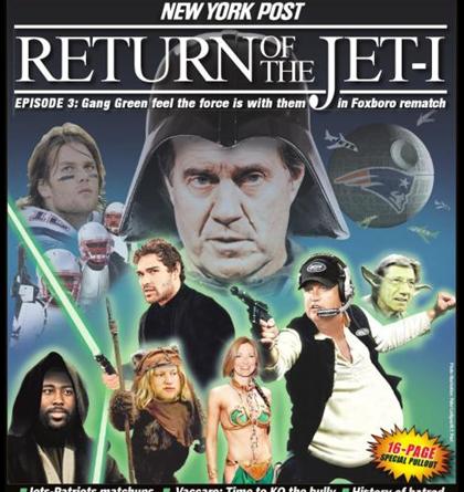 star wars jets pats. awesome Star Wars themed cover for the Jets vs Patriots playoff game.