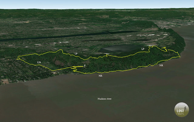 Vista satelital de la ruta en Hook Mountain State Park, NY