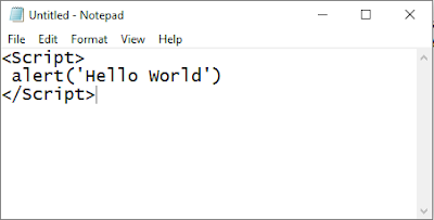 hellow world program in  javascript with notepad