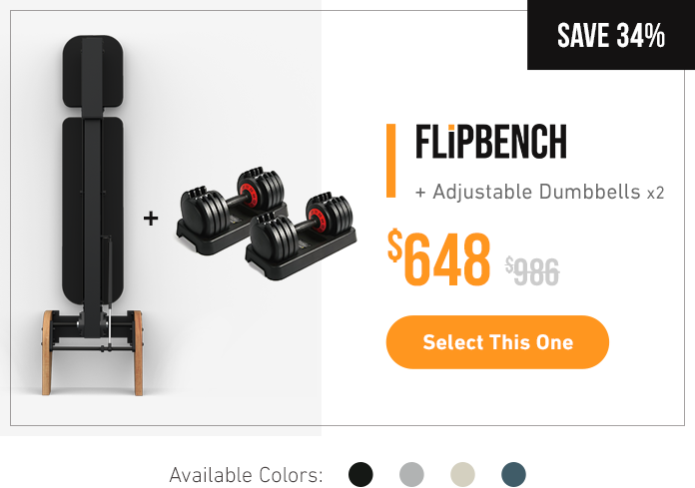 FLiPBENCH: World's Most Space-Saving Incline Bench Flip it down - Workout Space! Flip it up - Living Space! You’re Welcome.
