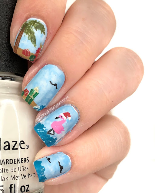 Beachy Christmas Nail Art