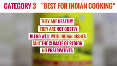 cold-pressed, wood pressed, virgin, kacchi ghani oils or the filtered versions of peanut oil, sesame oil, coconut oil and mustard oil are best oils for cooking in India