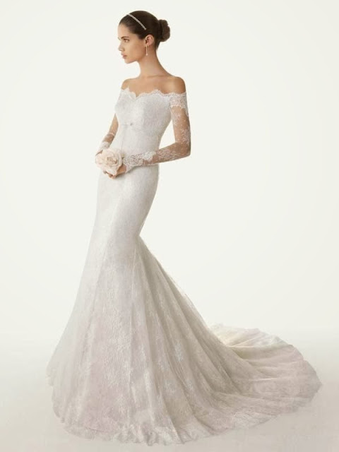 off-the-shoulder wedding dress