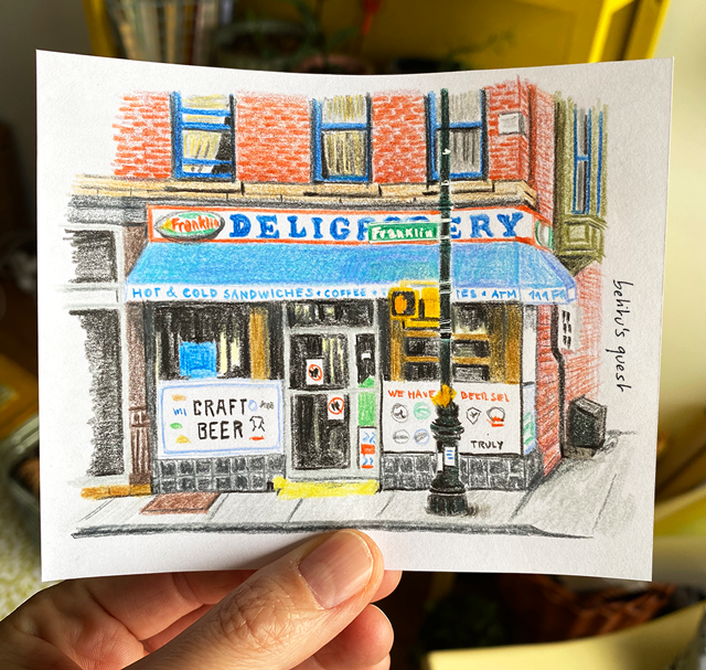 Franklin Deligrocery in Greenpoint NY by betitu in color pencil - @betitusquest