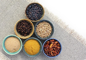 bowls of Indian spices