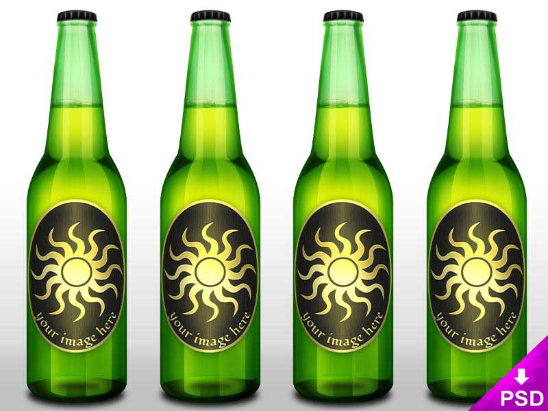 Beer Bottle Label Mockup PSD