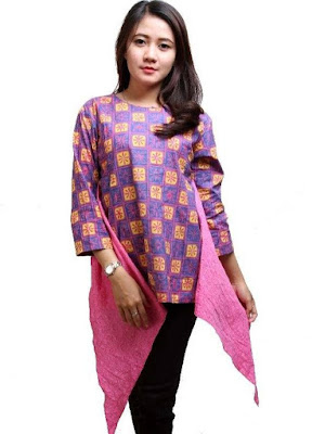 35 Model Baju  Batik Kombinasi Polos  Modern 2019 KEREN 