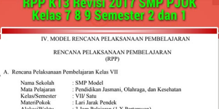 RPP PJOK Kelas 8 Kurikulum 2013 Revisi  Terbaru