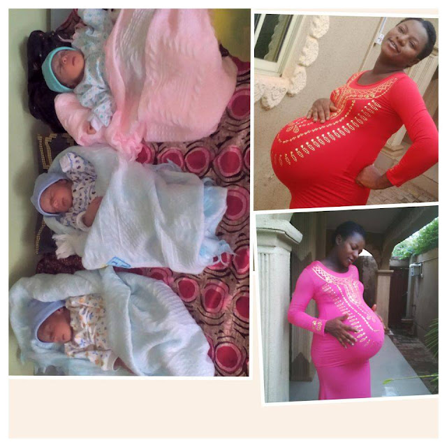 Nigerian mum delivered triplets baby bump
