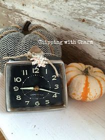 Chipping with Charm: Clock, Repurposed Pumpkins www.chippingwithcharm.blogspot.com