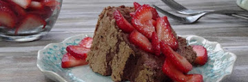 Chocolate Angel Food Cake with Strawberries