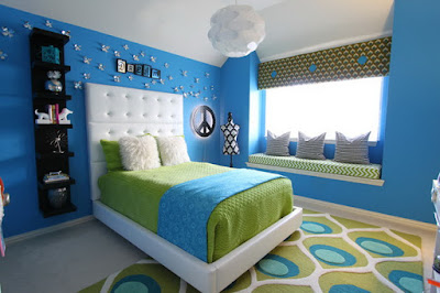 dekorasi kamar anak dengan konsep biru simple