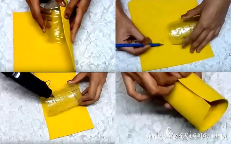 Cara Membuat Tempat  Pensil  Dari  Botol Plastik Dan Kain 