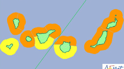 Avisos naranjas costero en Canarias jueves 8 febrero