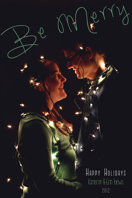 christmas card lights couple married