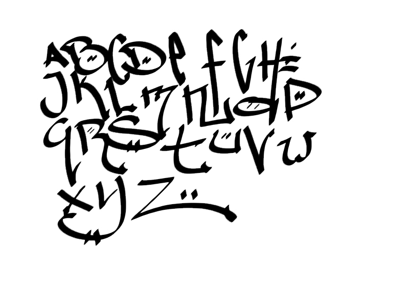 Sketch Graffiti Alphabet Letters AZ with Calligraphy Design on a Paper