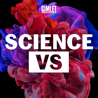 Science Vs in white letters with red-blusih background.