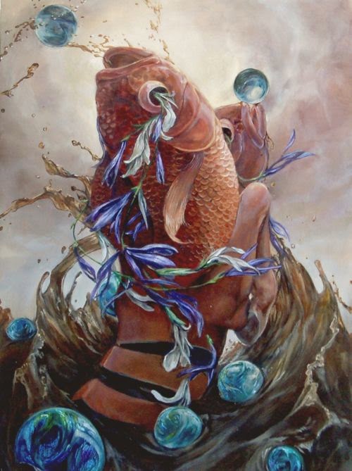 Hannah Yata surreal paintings women nature animals