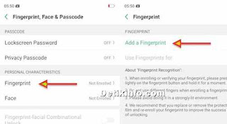 menu sidik jari dan kunci layar OPPO r17 pro