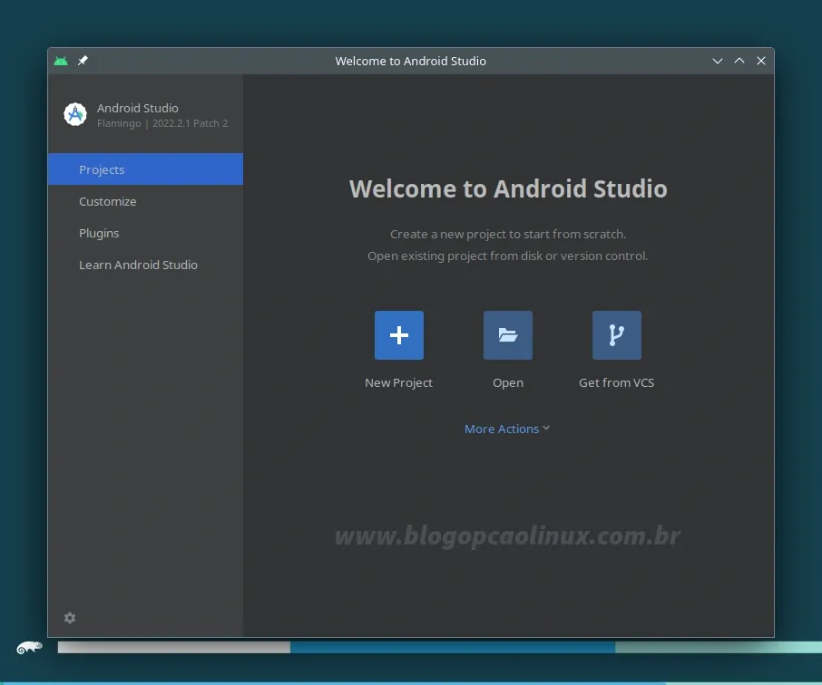 Android Studio executando no openSUSE Leap 15.5