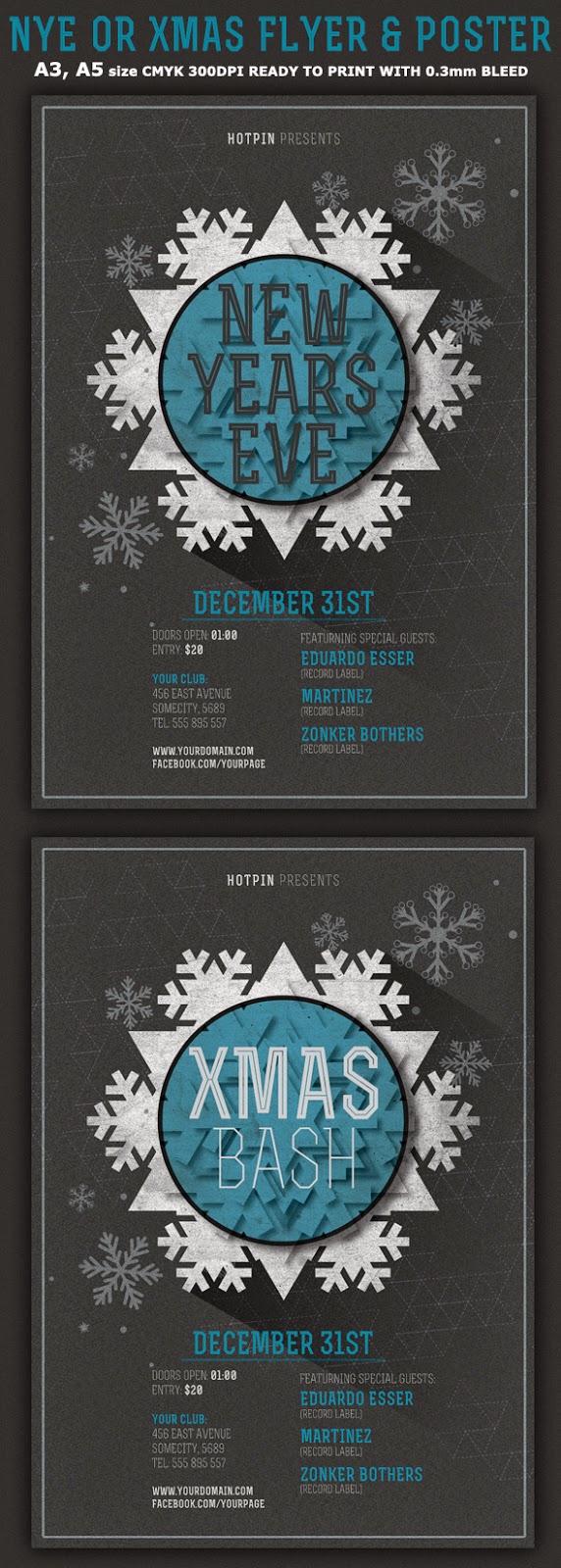  Minimal New Year/Christmas Flyer Template