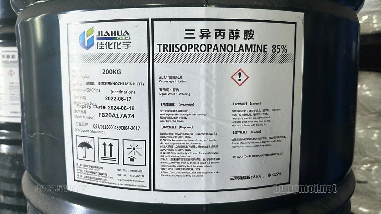 Triisopropanolamine (TIPA) 85% - Phụ gia trợ nghiền xi măng