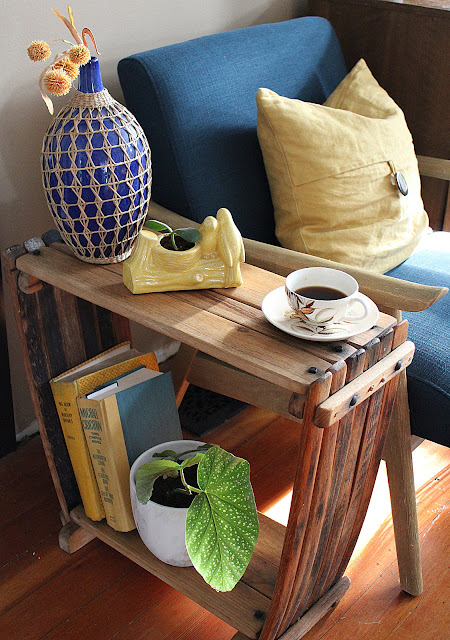 Skinny Thrifted Wood Side Table