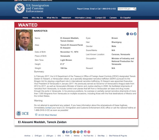EE.UU: Venezolano Tareck El Aissami fue incluido en la lista de los más buscados por narcotráfico de Estados Unidos.