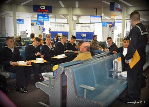 New Sailors waiting for their flight