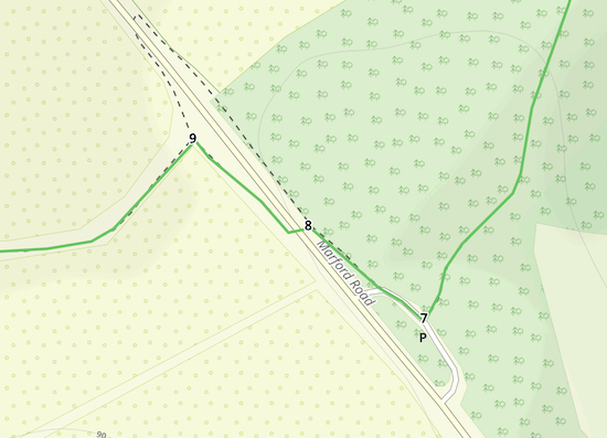 The route between points 7 & 9