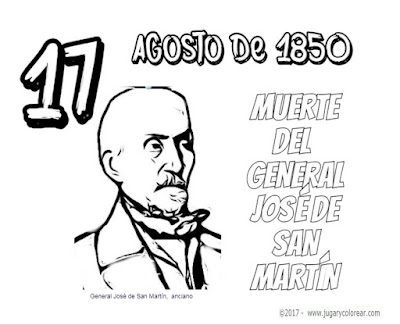  17 de Agosto colorear la muerte del General José deSan Martín 