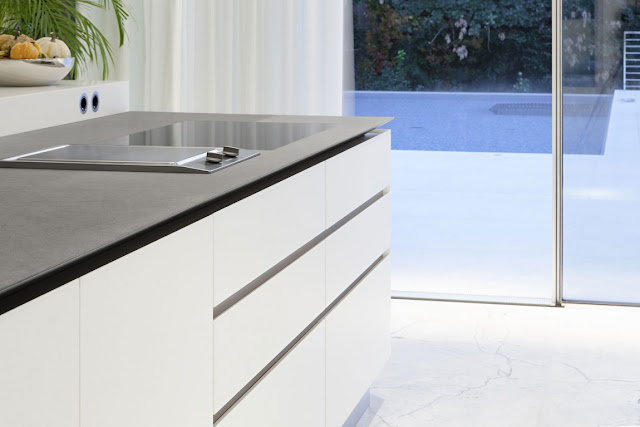 Modern white kitchen island