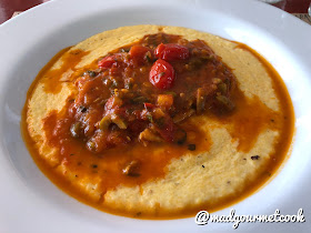 Veracruz style, whitefish on polenta