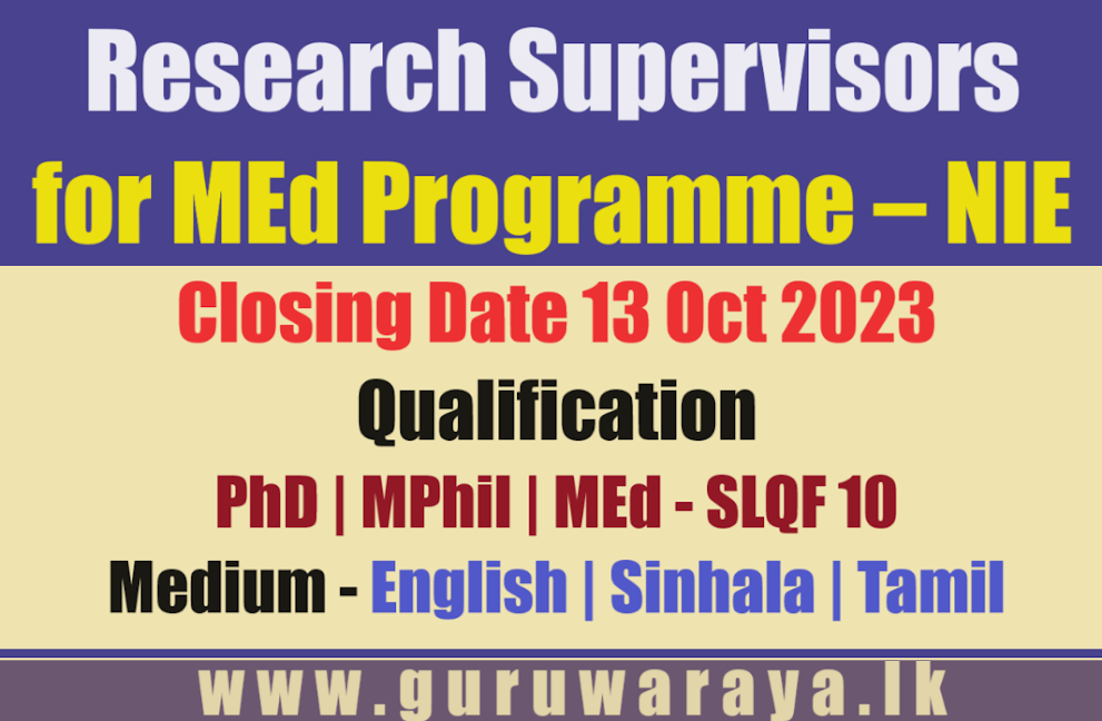 Research Supervisors  for MEd Programme - NIE