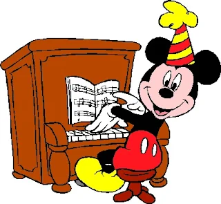 Mickey tocando el piano, pianista