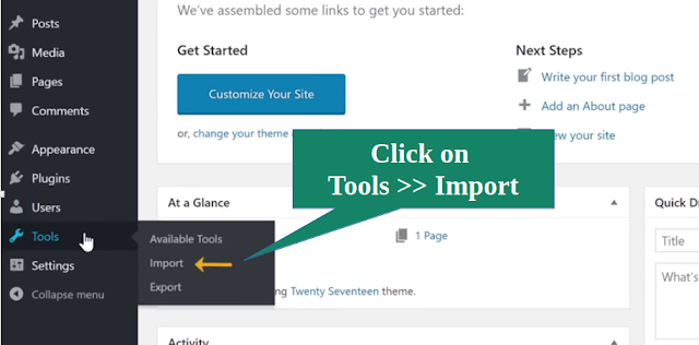 click on tool then import