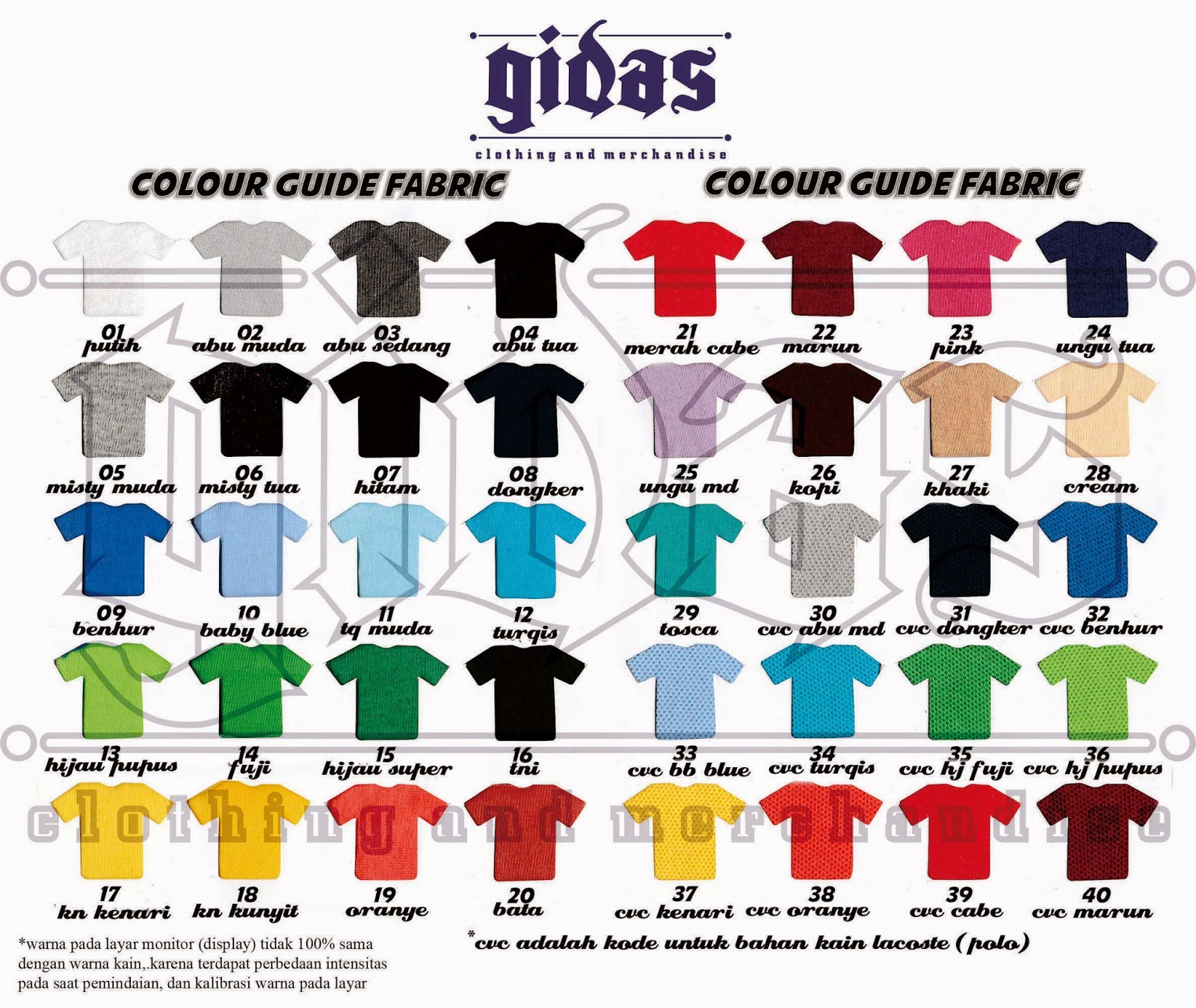 GIDAS CREATIVE Katalog Warna Cotton Combed  1