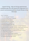 Urgent Hiring – We are hiring experienced professionals (5 to 20 years) for long-term (2–3 years) contractual positions South Korea in the Oil & Gas 