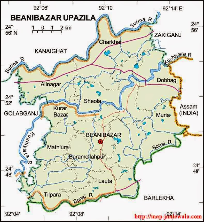 beanibazar upazila map of bangladesh