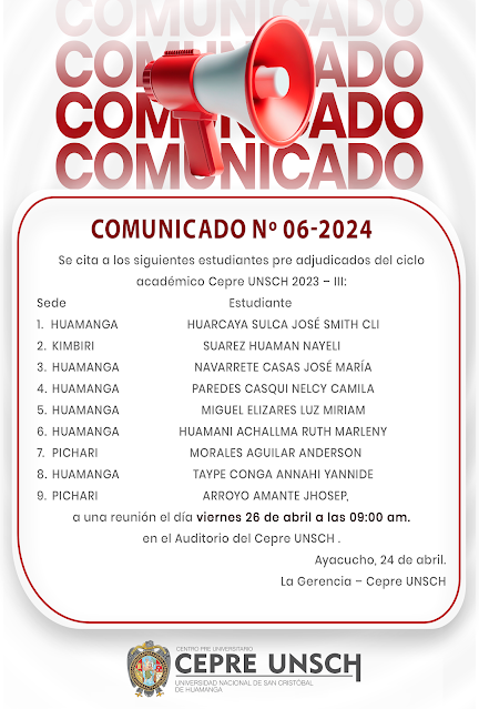 COMUNICADO Nº06 - 2024