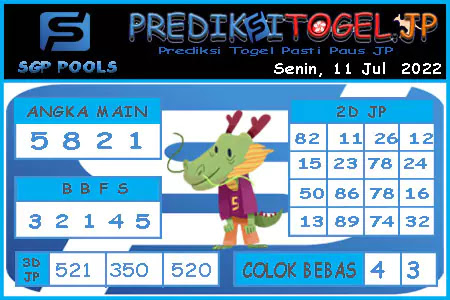 Prediksi Togel Singapura JP Senin 11 Juli 2022