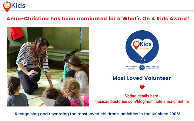 Anna-Christina from Music Audio Stories nominated for a Whats On 4 Kids Award